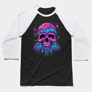 Trippy Vaporwave Skull LSD Psychedelia Baseball T-Shirt